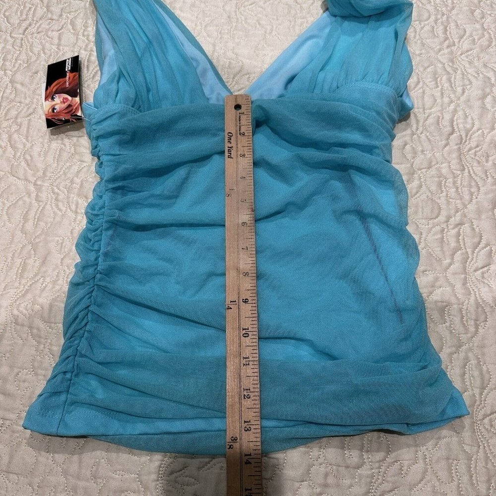 Necessary Objects Wrap Blouse Top Sleeveless Aqua… - image 10